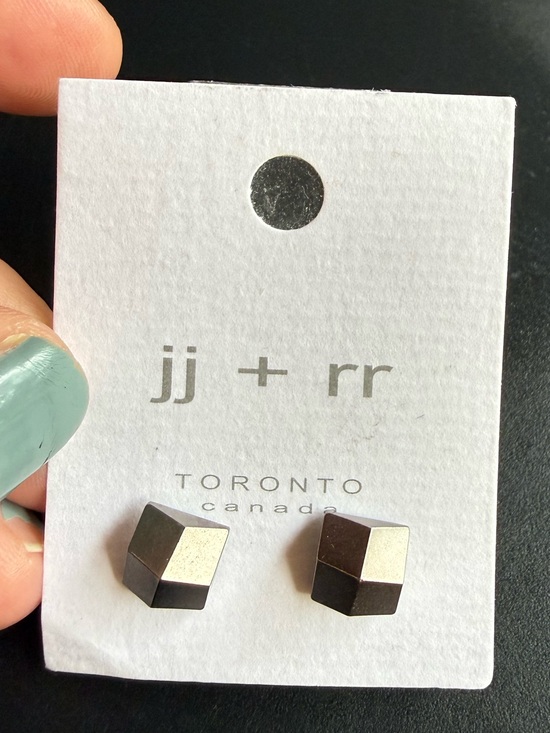 JJ + RR Jewelry - Geometric Cube Stud Earrings - Black - Toronto Designers Minimalism